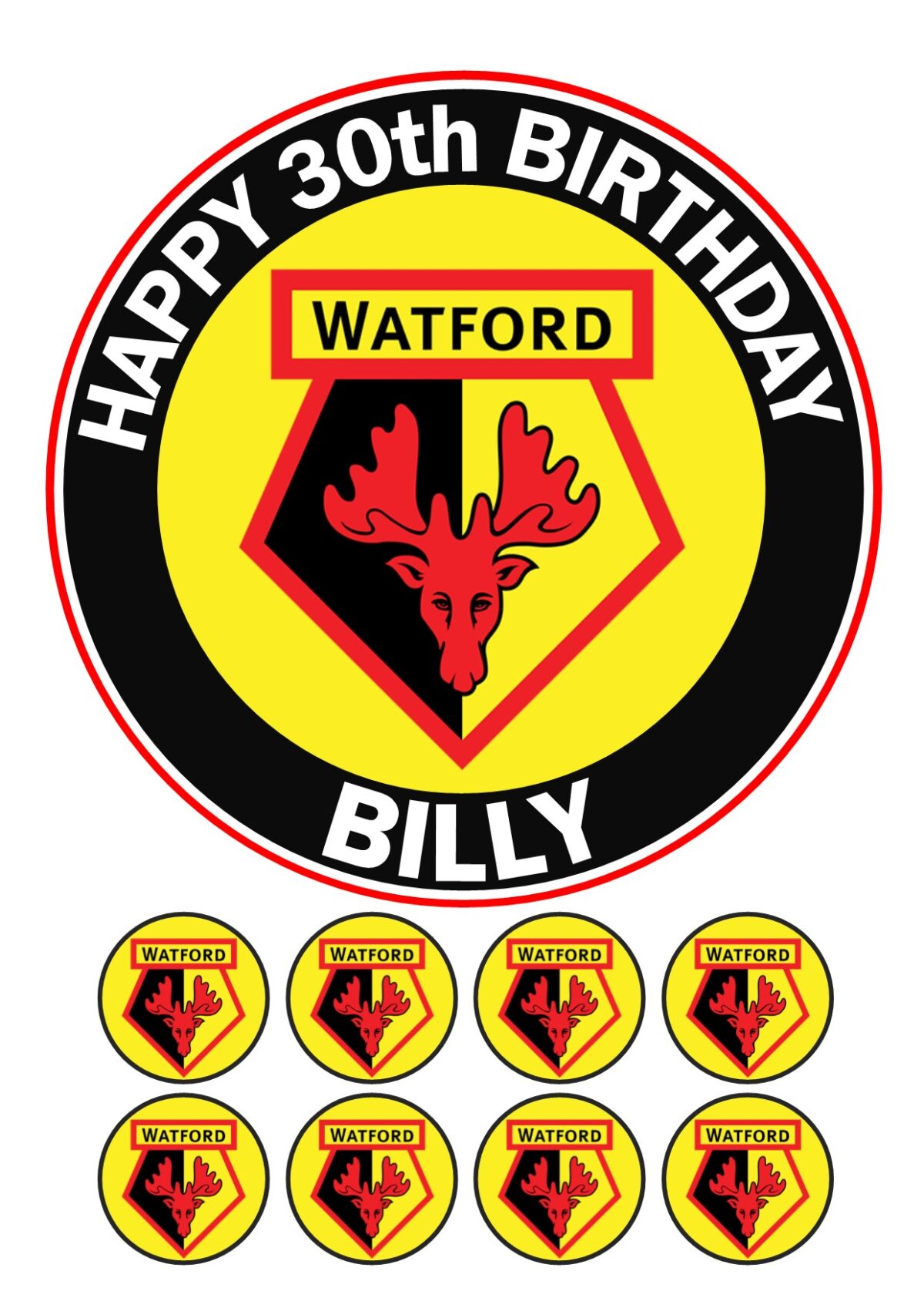 Watford FC ICING BIRTHDAY CAKE TOPPER