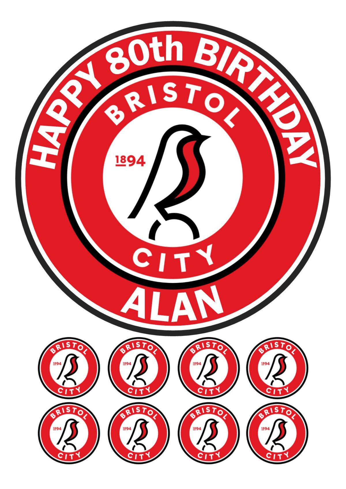 BRISTOL CITY ICING BIRTHDAY CAKE TOPPER