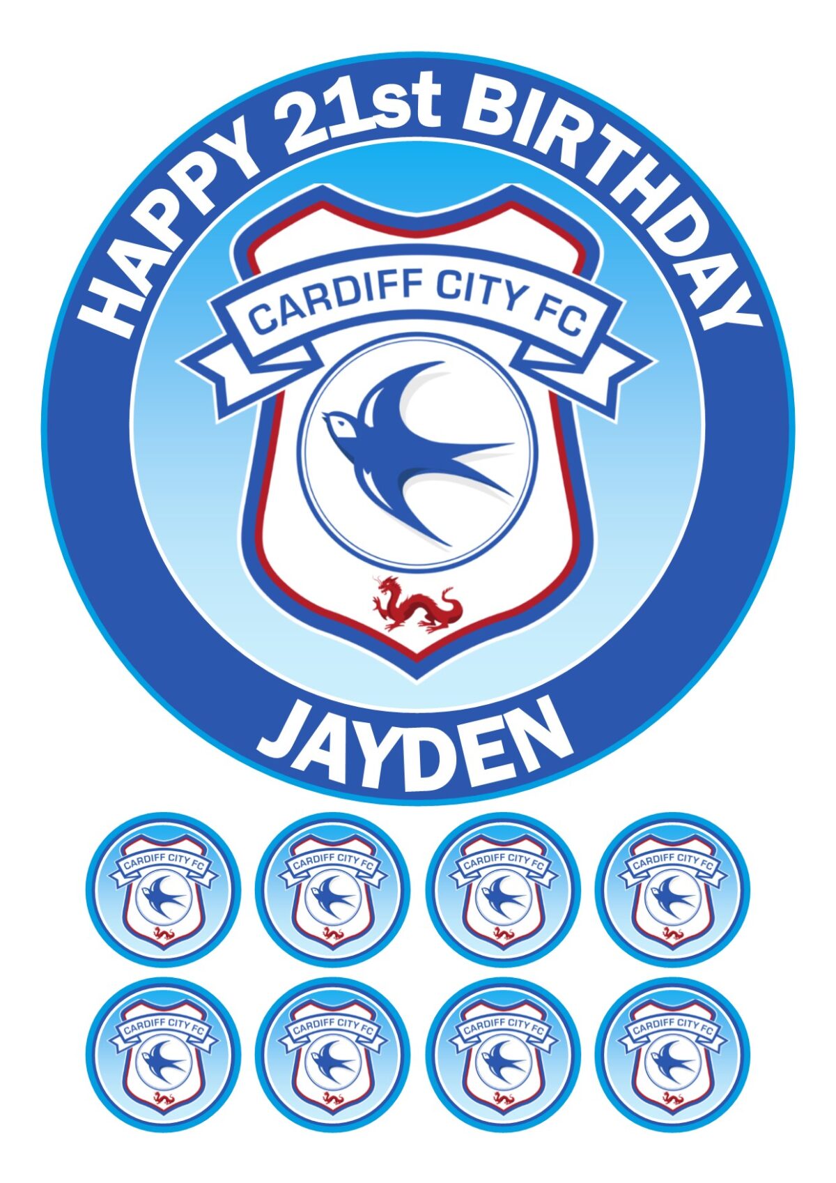 cardiff city ICING BIRTHDAY CAKE TOPPER