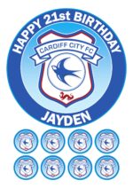 Cardiff City FC Icing Birthday Cake Topper & 8 Cupcake Toppers