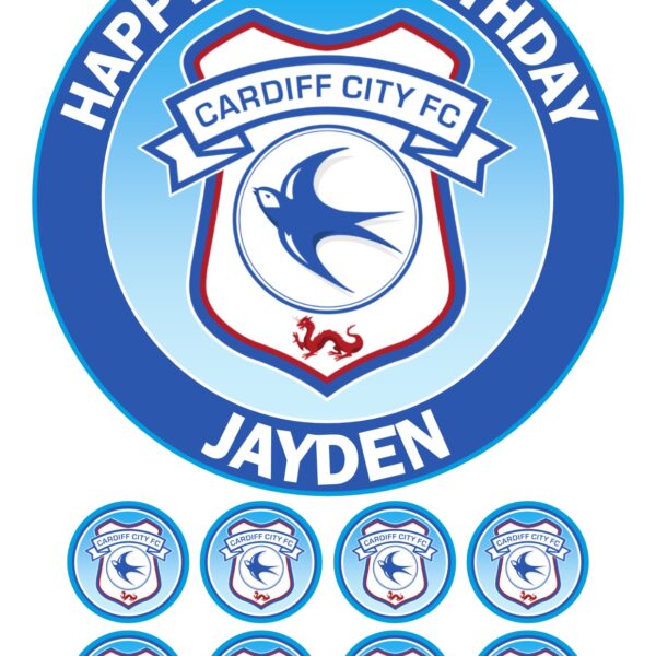 cardiff city ICING BIRTHDAY CAKE TOPPER
