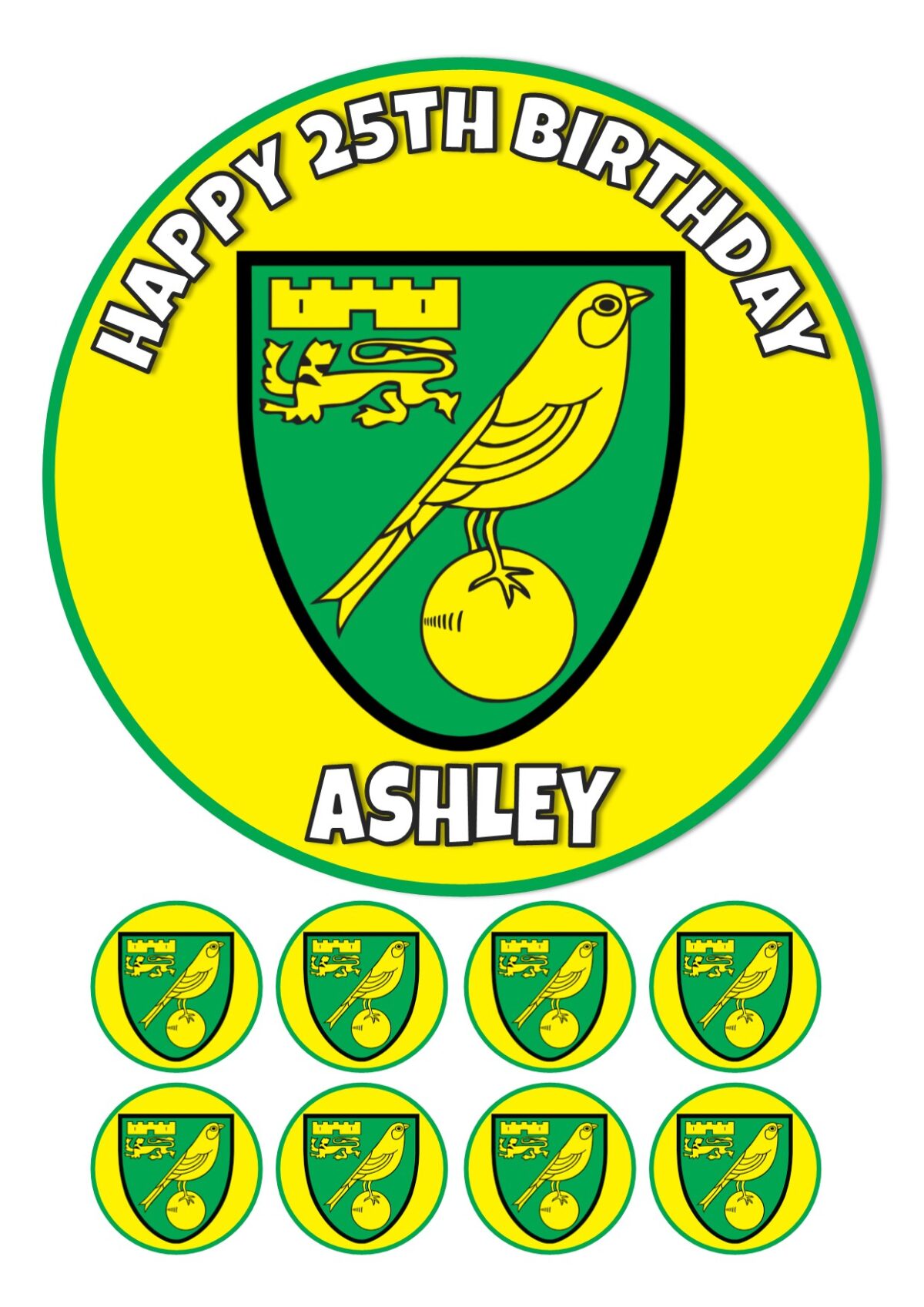 norwich fc ICING BIRTHDAY CAKE TOPPER