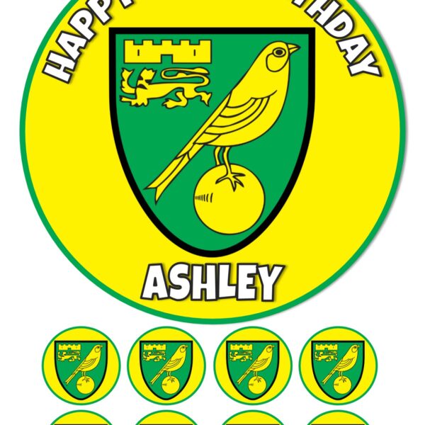 norwich fc ICING BIRTHDAY CAKE TOPPER
