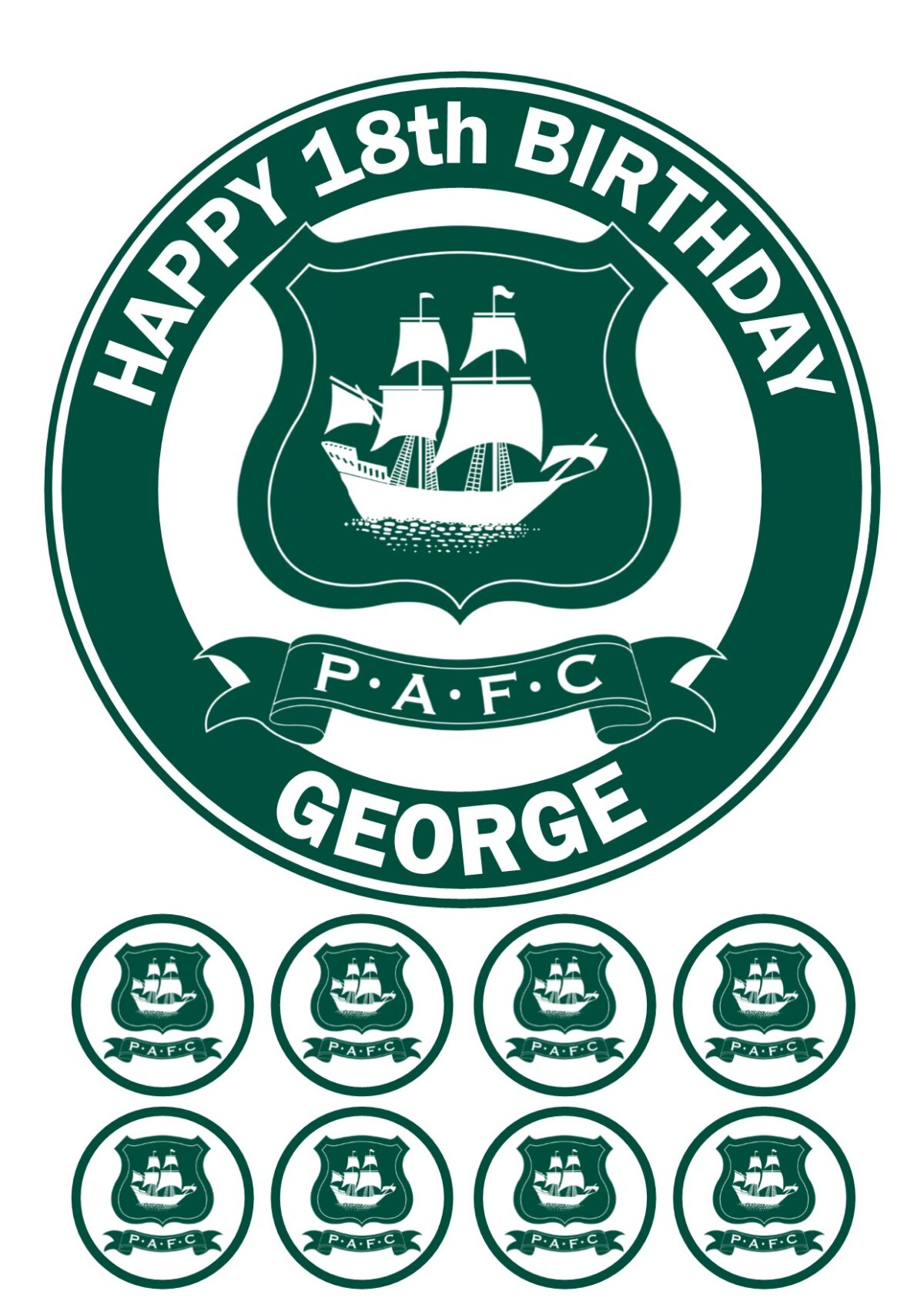 PLYMOUTH ARGYLE FC ICING BIRTHDAY CAKE TOPPER