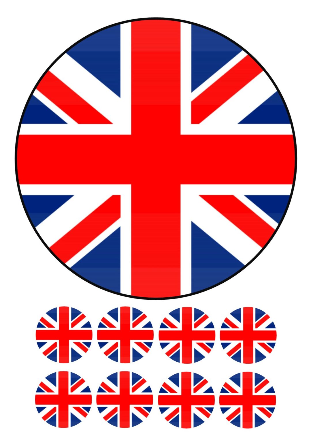 England Flag of Union Jack Cake Topper & 8 Cupcake Toppers