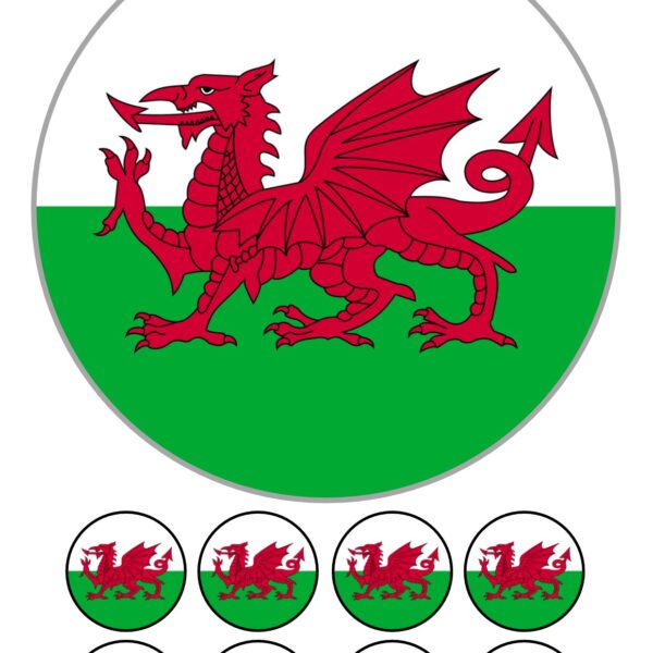 wales flag Icing Birthday Cake topper