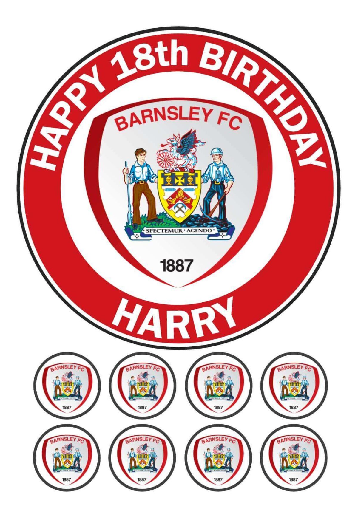 Barnsley FC icing birthday cake topper