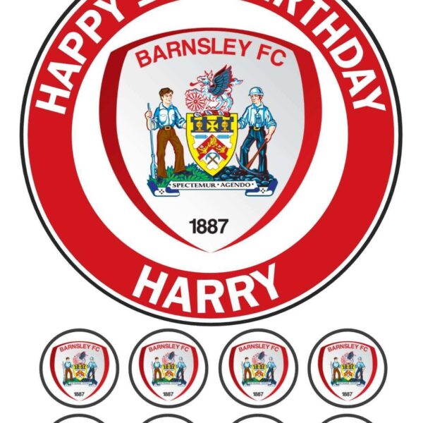 Barnsley FC icing birthday cake topper