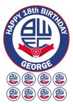 Bolton FC Icing Birthday Cake Topper & 8 Cupcake Toppers