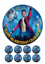 THE GREATEST SHOWMAN ICING BIRTHDAY CAKE TOPPER & CUPCAKES