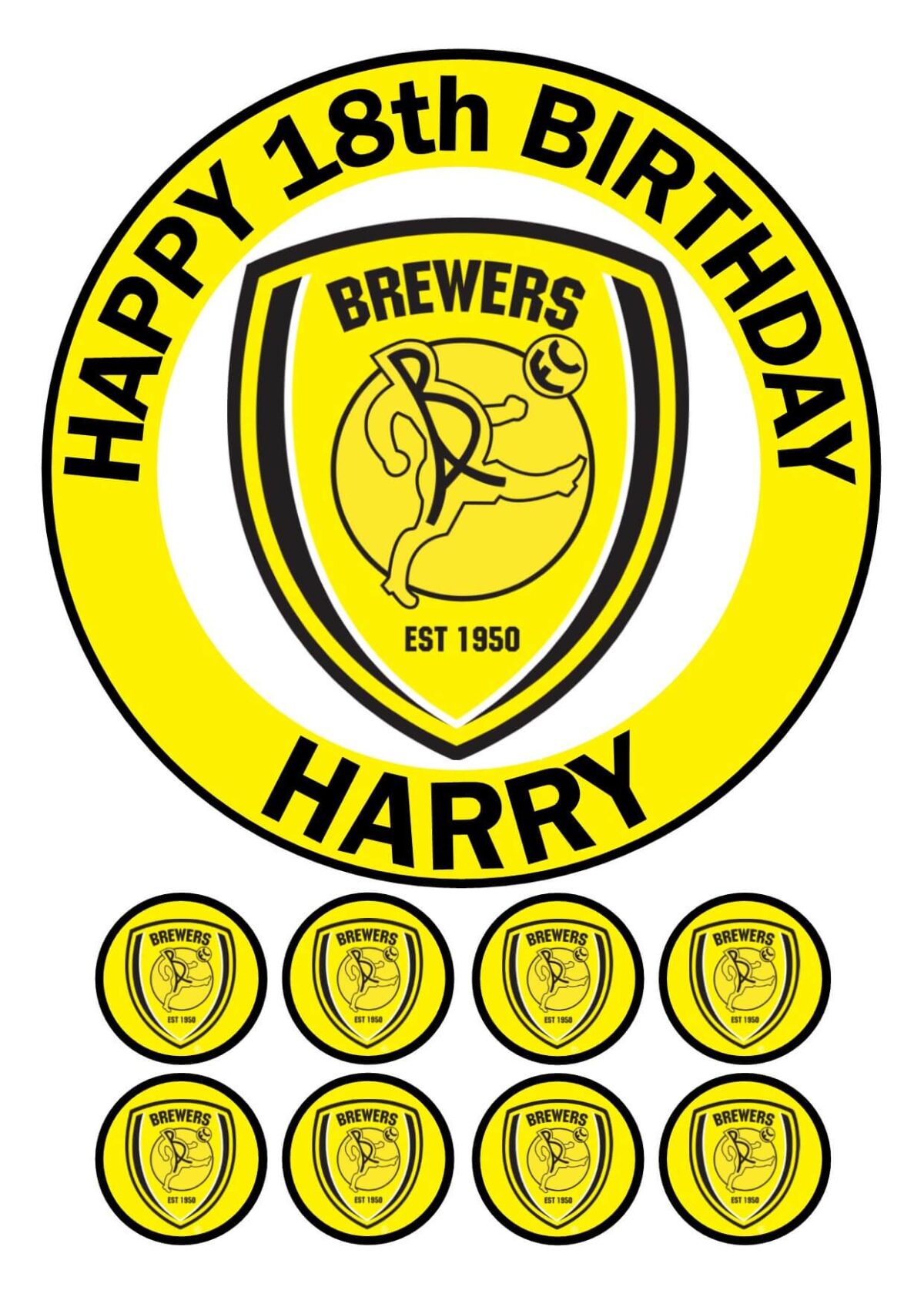 BURTON ALBION FC ICING BIRTHDAY CAKE TOPPER & CUPCAKES