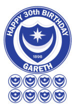 Portsmouth FC Icing Birthday Cake Topper & 8 Cupcake Toppers