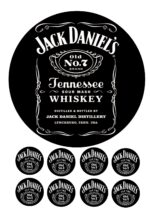 Jack Daniels icing birthday cake topper and cupcakes