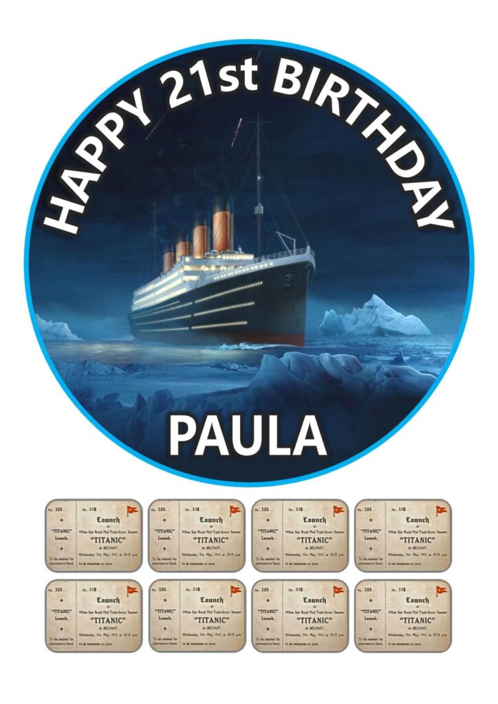 Titanic Icing Birthday Cake Topper &amp; 8 Cupcake Toppers