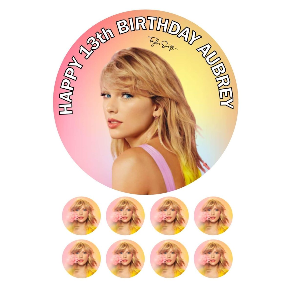 Taylor Swift cake topper detail edible print