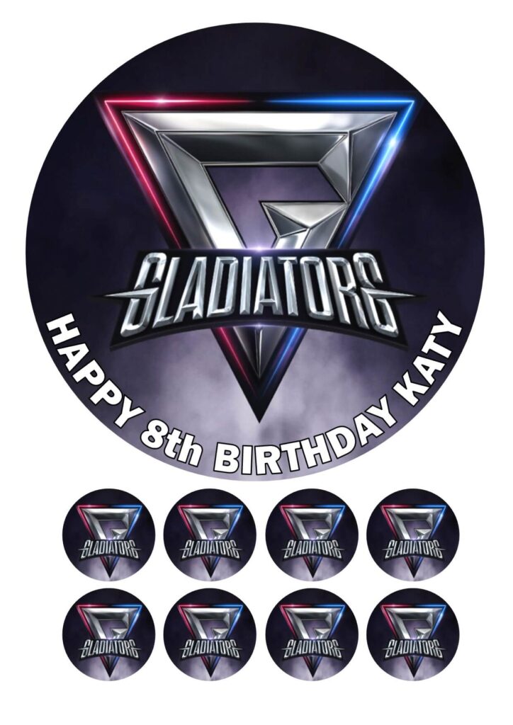 gladiators uk tv show cake topper