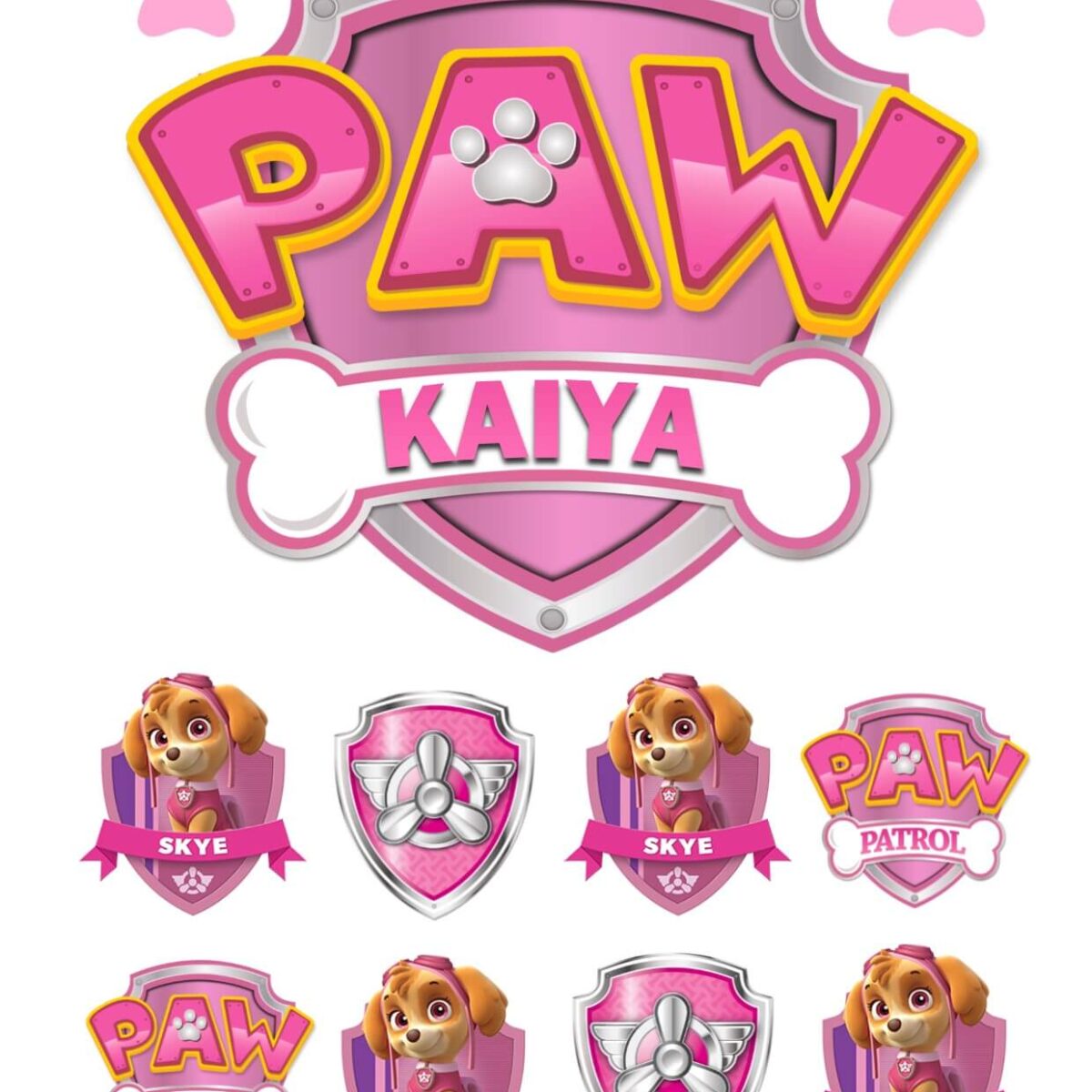 Paw Patrol Logo Cake Topper (Add any Name )