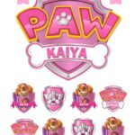 PAW PATROL PINK LOGO girls icing cake topper