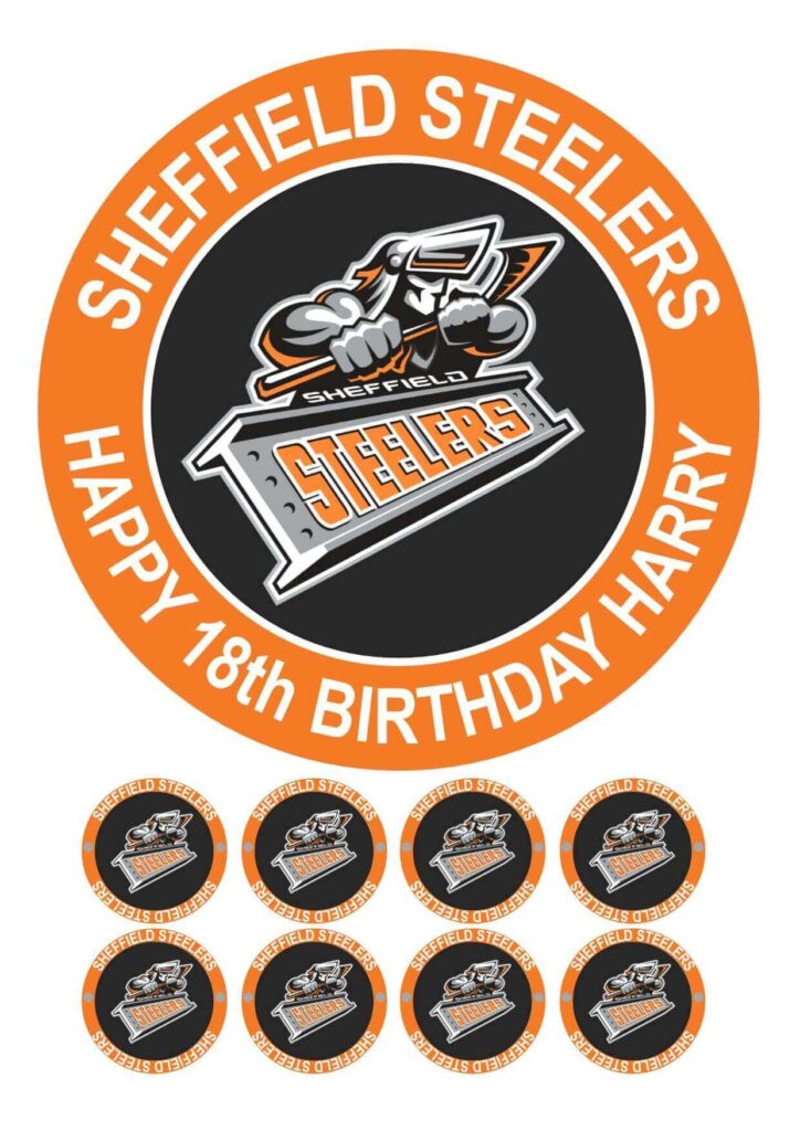 Sheffield Steelers Icing Birthday Cake Topper &amp; 8 Cupcake Toppers