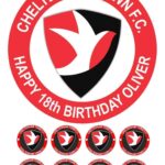 Cheltenham Town FC Icing Birthday Cake Topper & 8 Cupcake Toppers