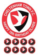 Cheltenham Town FC Icing Birthday Cake Topper & 8 Cupcake Toppers