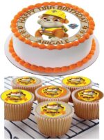 RUBBLE PAW PATROL CAKE TOPPER BIRTHDAY CUPCAKES