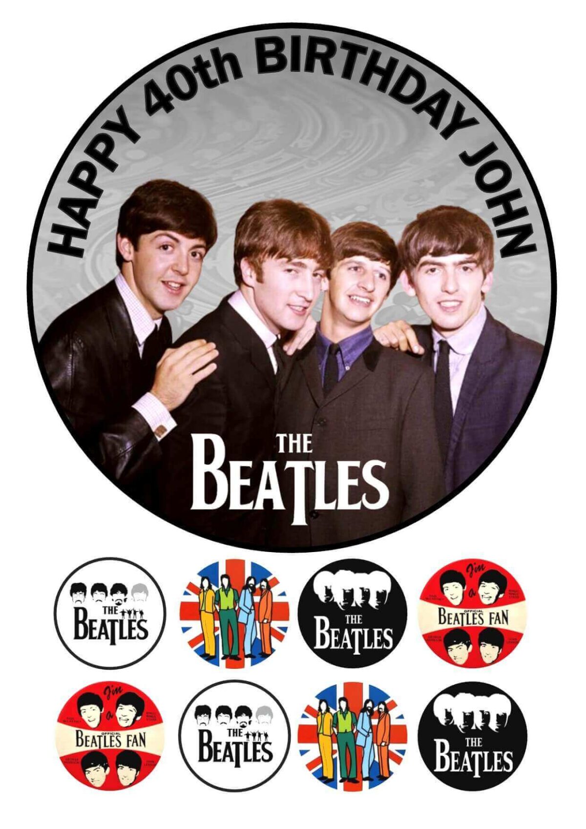 the beatles cake topper