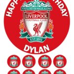 Liverpool FC Icing Birthday Cake Topper & 8 Cupcake Toppers