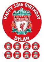 Liverpool FC Icing Birthday Cake Topper & 8 Cupcake Toppers