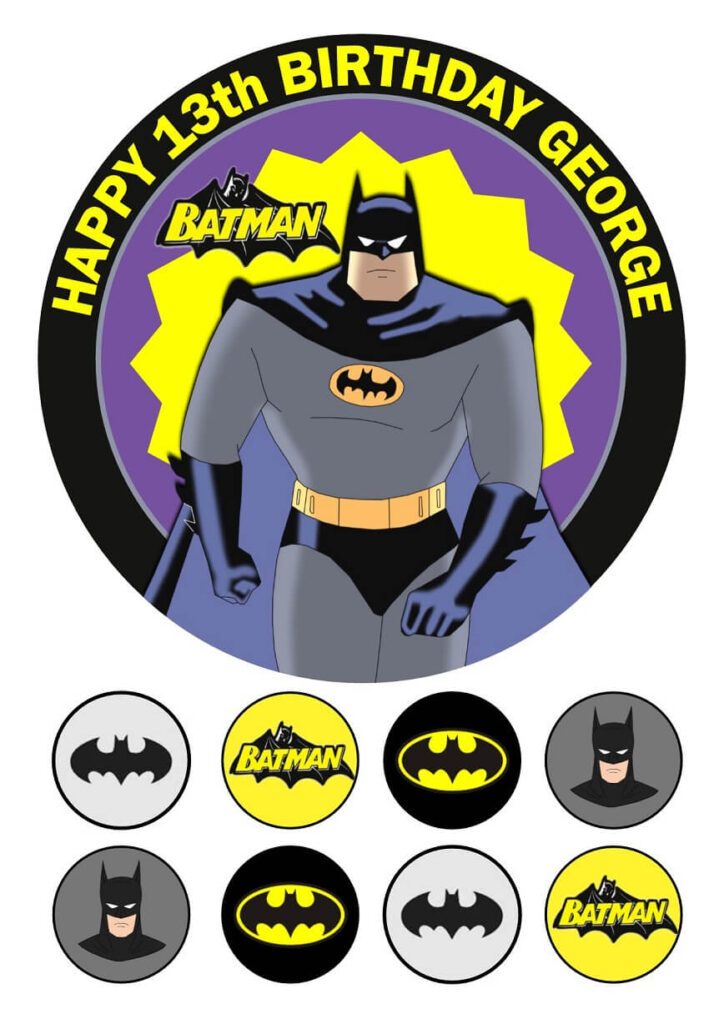 Batman Icing Birthday Cake Topper & 8 Cupcake Toppers batman-icing-birthday-cake-topper-8-cupcake-toppers