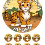 cute tiger icing cake topper