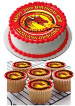 catalan dragon birthday cupcake topper