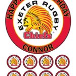Exeter Chiefs Icing Birthday Cake Topper & 8 Cupcake Toppers