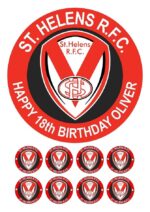 ST HELENS RFC RUGBY CAKE TOPPER