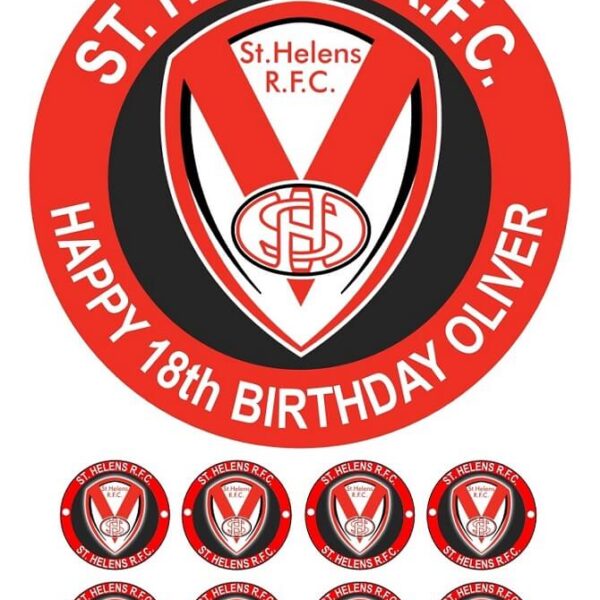 ST HELENS RFC RUGBY CAKE TOPPER