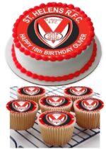 ST HELENS RFC RUGBY CUPCAKE TOPPERS