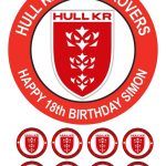 Hull Kingston Rovers HR Icing Birthday Cake Topper & 8 Cupcake Toppers