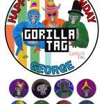 Gorilla Tag Icing Birthday Cake Topper & 8 Cupcake Toppers
