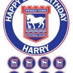 Ipswich Town FC Icing Birthday Cake Topper & 8 Cupcake Toppers