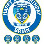 Warrington Wolves Rugby Club Icing Birthday Cake Topper & 8 Cupcake Toppers