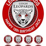 Leigh Leopards Rugby Club Icing Birthday Cake Topper & 8 Cupcake Toppers