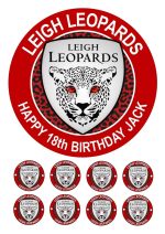 Leigh Leopards Rugby Club Icing Birthday Cake Topper & 8 Cupcake Toppers