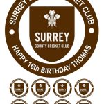 Surrey County Cricket Club Icing Birthday Cake Topper & 8 Cupcake Toppers