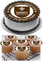 surrey county cricket club birthday cupcake topper