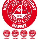 Aberdeen FC Icing Birthday Cake Topper & 8 Cupcake Toppers