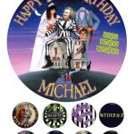 Beetlejuice Icing Birthday Cake Topper & 8 Cupcake Toppers