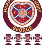 Hearts FC Icing Birthday Cake Topper & 8 Cupcake Toppers