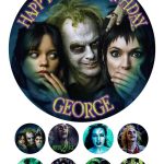 Beetlejuice 2 (2024) Icing Birthday Cake Topper & 8 Cupcake Toppers