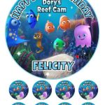 Dory's Reef Cam Icing Birthday Cake Topper & 8 Cupcake toppers