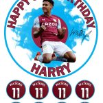 Ollie Watkins (Aston Villa) Icing Birthday Cake Topper & 8 Cupcake Toppers